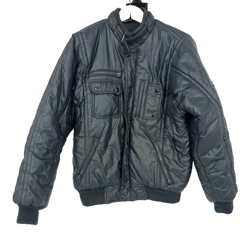 Arctic Circle Vintage Puffer Jacket Men Medium Black Bomber Lined Insulated Coat